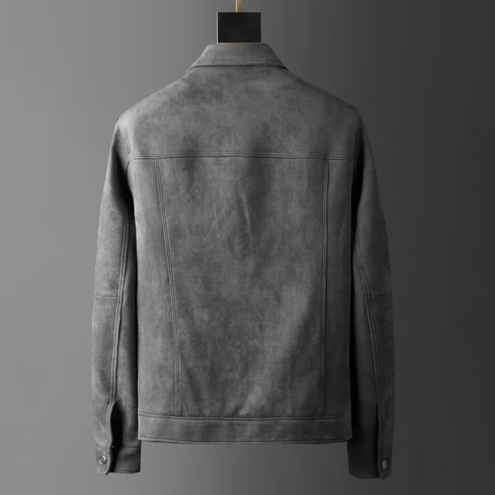 Black Men's Clayton Utility Jacket, sleek outerwear with snap-buttons for modern casual wear.