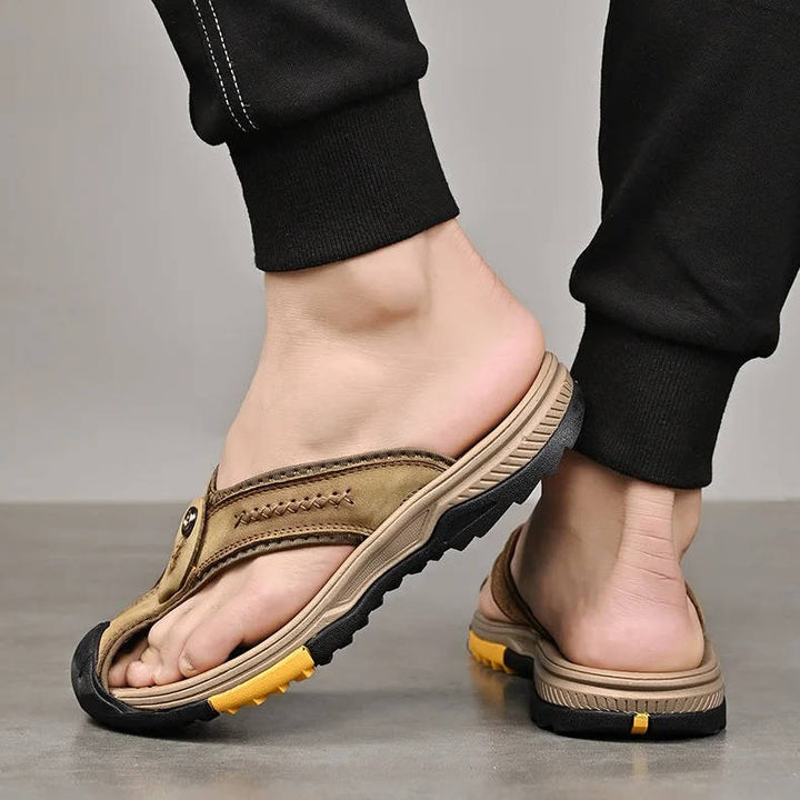 Summer men's closed toe sandals, water resistant, non-slip, perfect for beach, casual outings, and travel comfort.