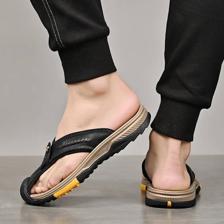 Sporty men's closed toe sandals, non-slip & water resistant for active outdoor pursuits, hiking, and travel.