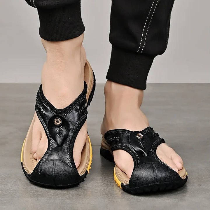Comfort-focused men's closed toe sandals, water resistant, non-slip, ideal for all-day wear & summer activities.