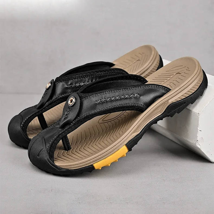 Men's travel sandals, closed toe, water resistant & non-slip, essential for summer explorations and outdoor adventures.