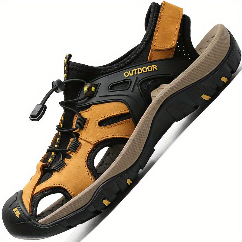 Men's closed-toe hiking sandals with adjustable fit for secure outdoor adventures.