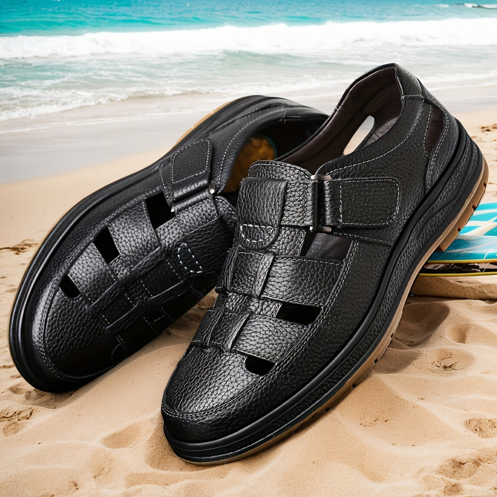 Ultimate comfort men's closed-toe summer sandals with adjustable straps, perfect for walking & outdoor use.