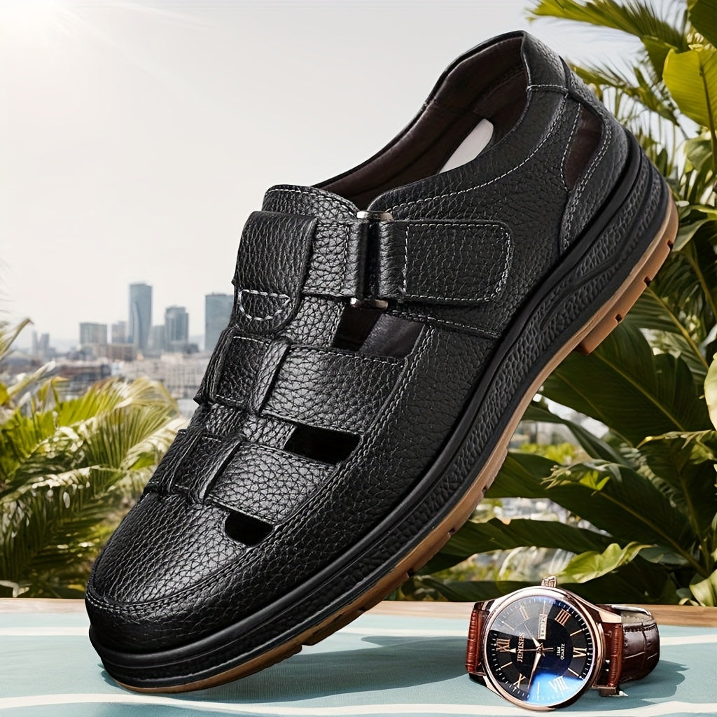 Men's closed-toe summer sandals, adjustable for comfort. Perfect for outdoor walking & everyday casual wear.