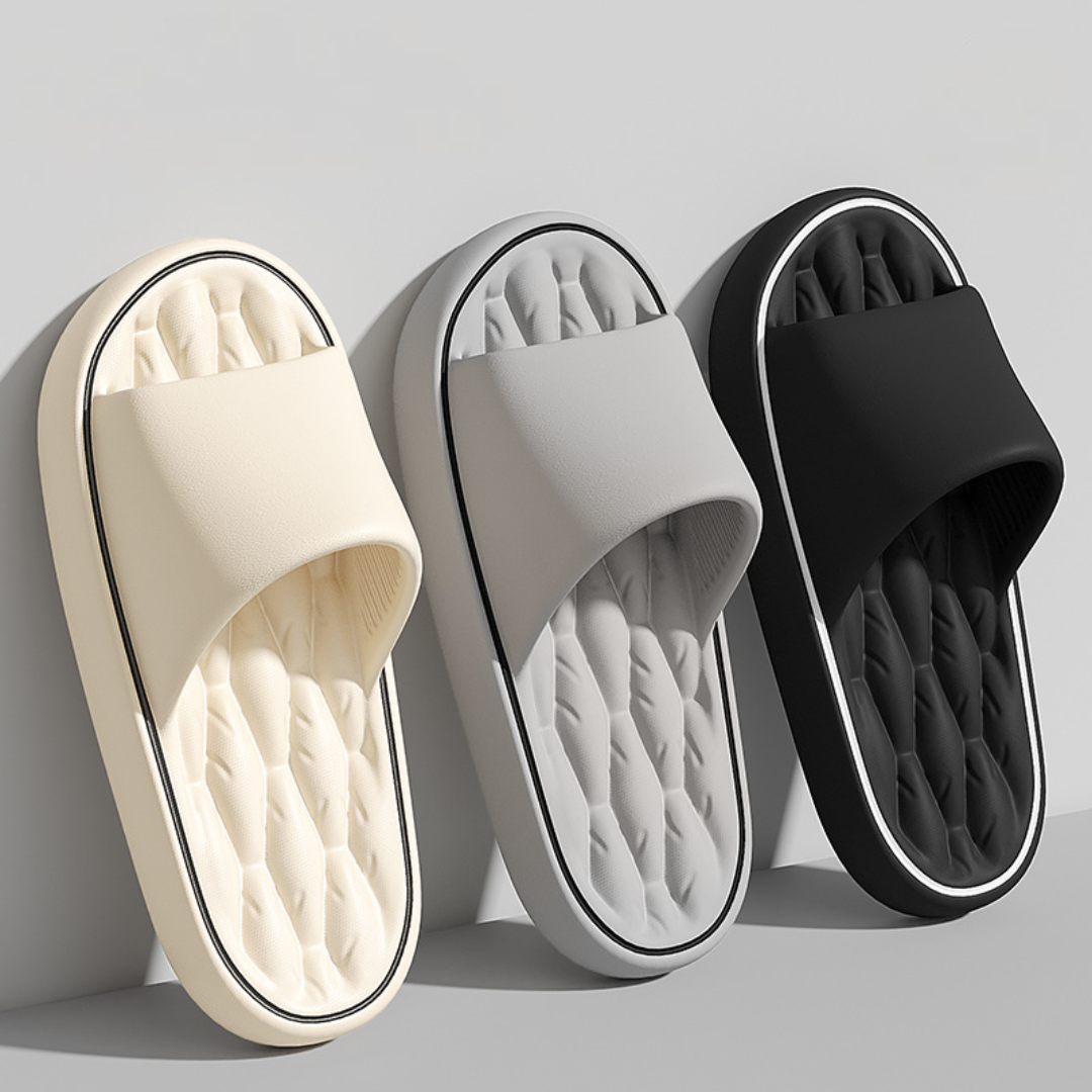 Men's ultra-comfortable Cloud Cushion Pillow Slides. Ergonomic design for ultimate support & plush cushioning.