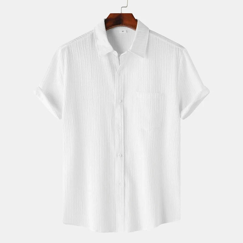 Men's breathable button-up shirt, relaxed fit. Perfect for summer, vacation & coastal fashion.
