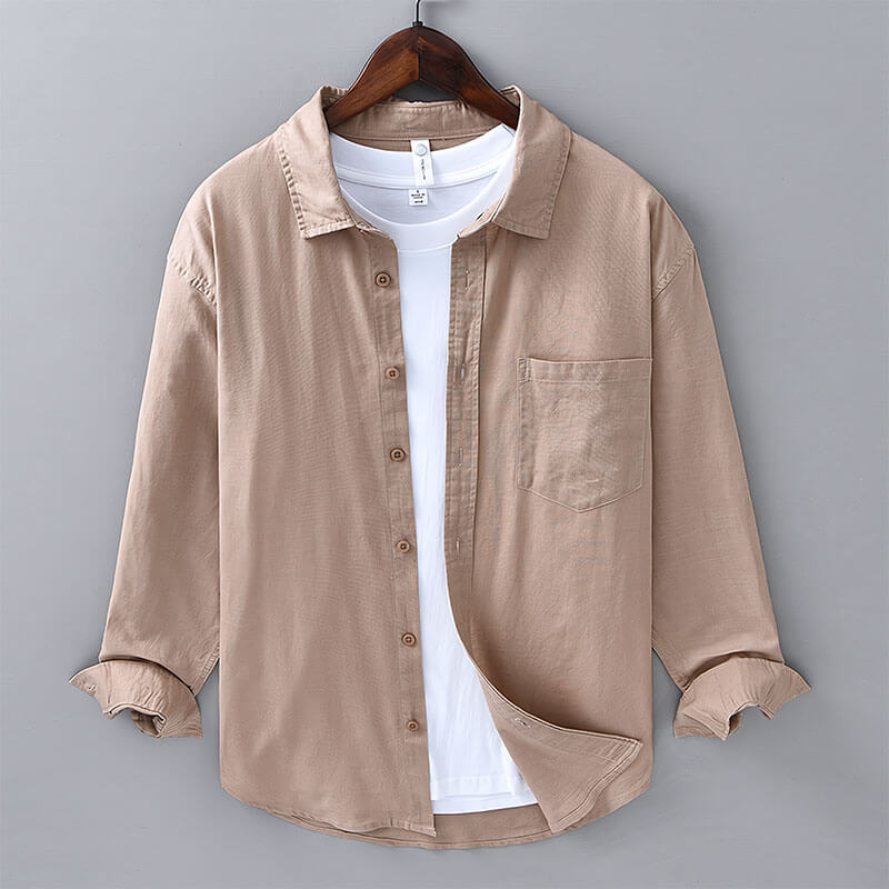 Stylish men's coastal button-down shirt, casual top for summer and beach outings.