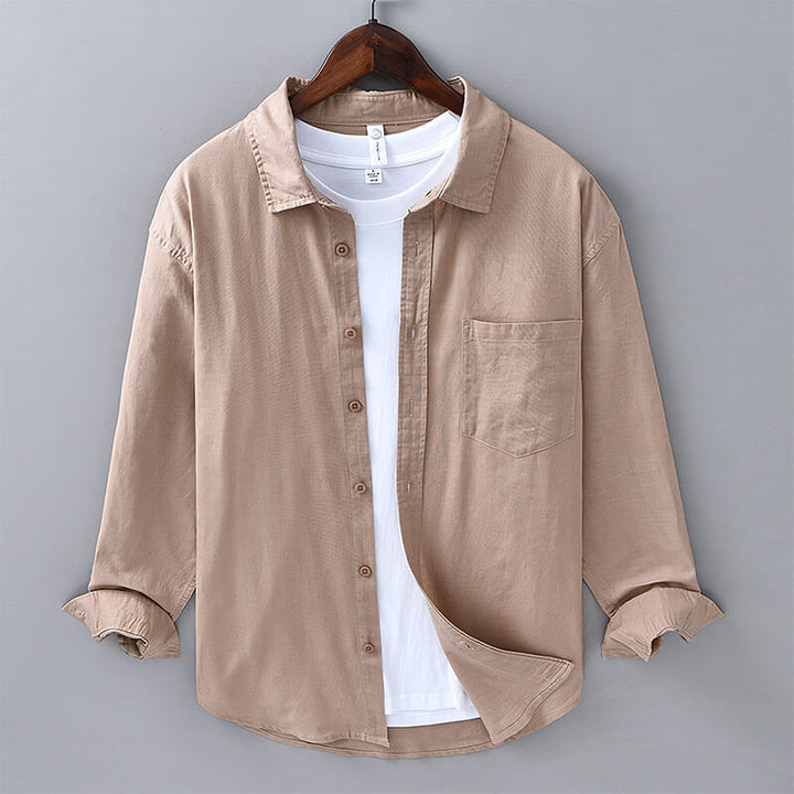 Stylish men's coastal button-down shirt, casual top for summer and beach outings.