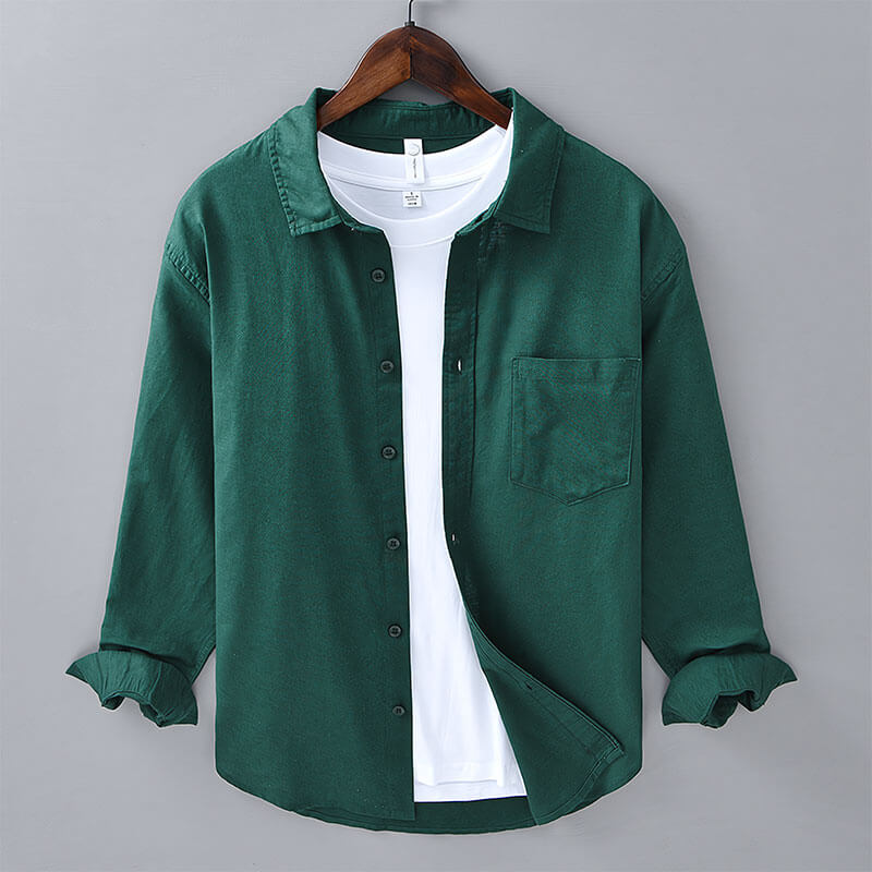 Relaxed fit men's button-down shirt in coastal style, ideal for elegant summer menswear.