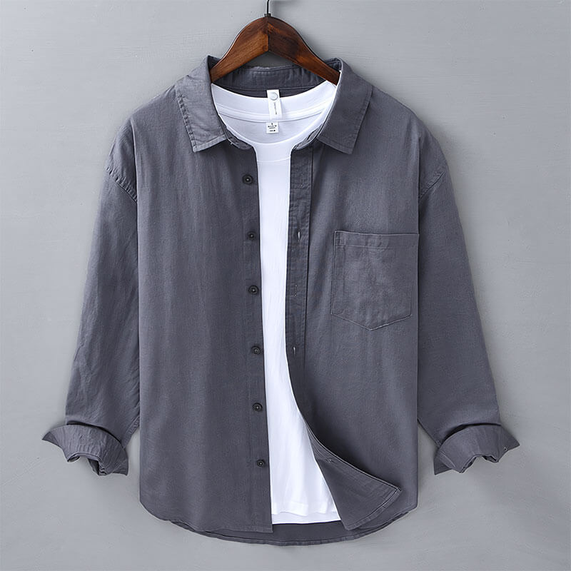 Men's casual button-down top, coastal-inspired design for stylish resort and vacation wear.