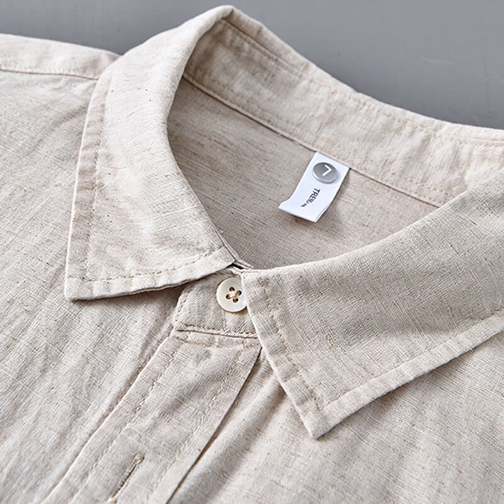 Men's relaxed fit coastal button-down shirt, a stylish top for warm weather and vacation.