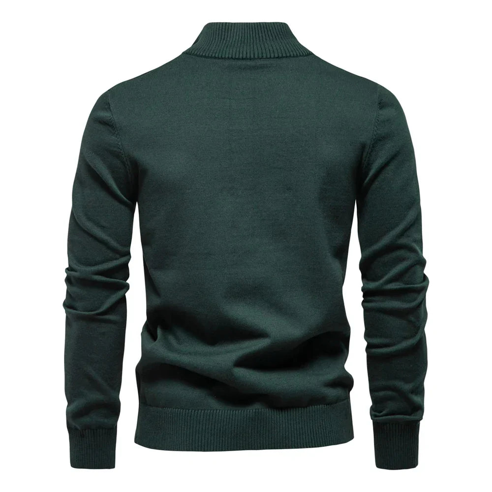 Men's Coastal Striped Quarter-Zip Pullover Sweater, great for casual outings & modern style.