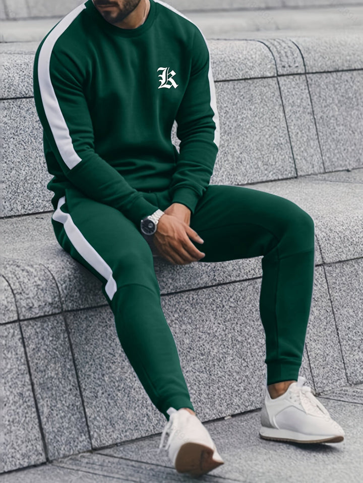 Casual men's color block tracksuit, perfect for sports, gym workouts, or everyday wear.