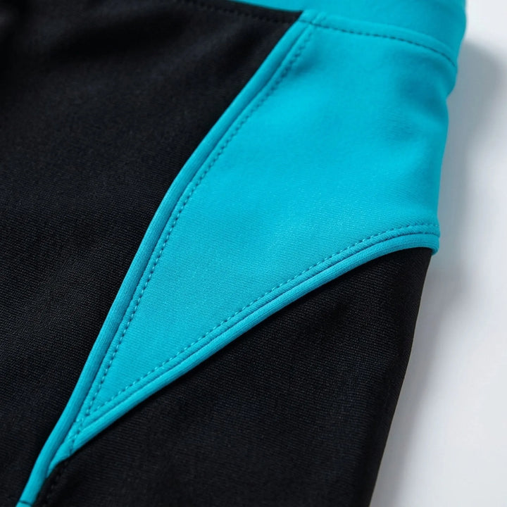 Athletic men's color block boxer swimwear, great for watersports, swimming, and summer fun.