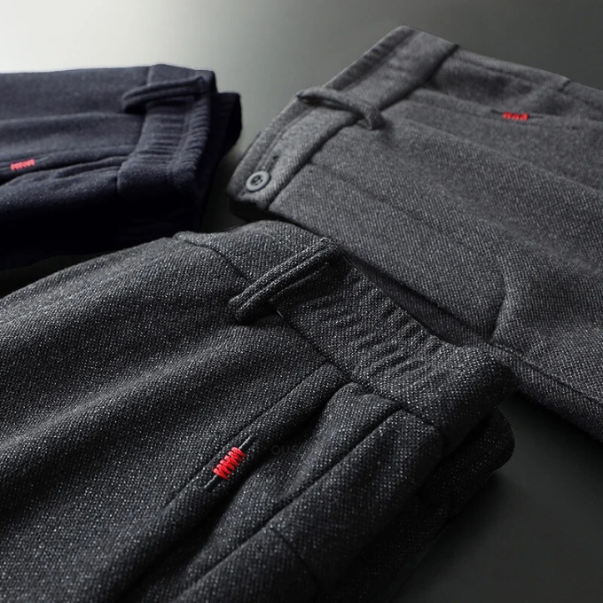 Soft brushed men's casual pants, offering ultimate comfort and a relaxed straight leg fit. Versatile.