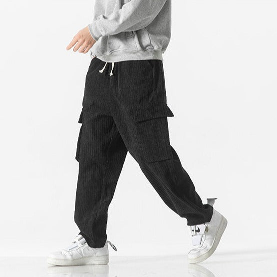 Relaxed fit men's cargo pants with a comfortable drawstring waist for ultimate ease and wearability.
