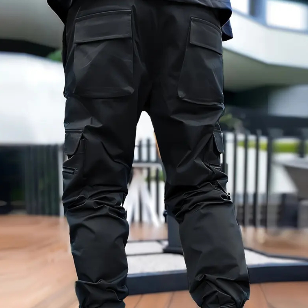 Green comfort fit cargo pants for men, designed for durability and practical casual style.