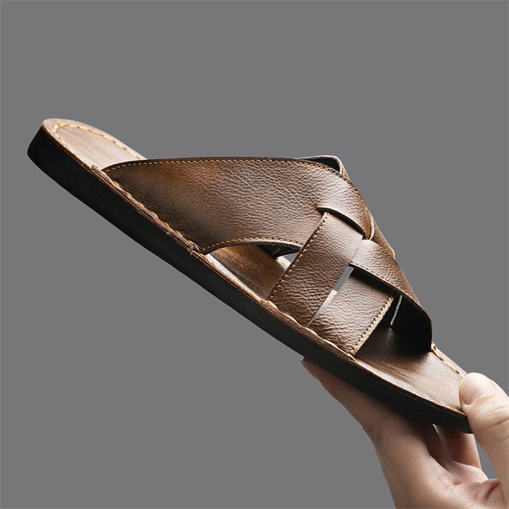 Comfortable men's open-toe slide sandals, featuring a soft cushioned sole for all-day wear.