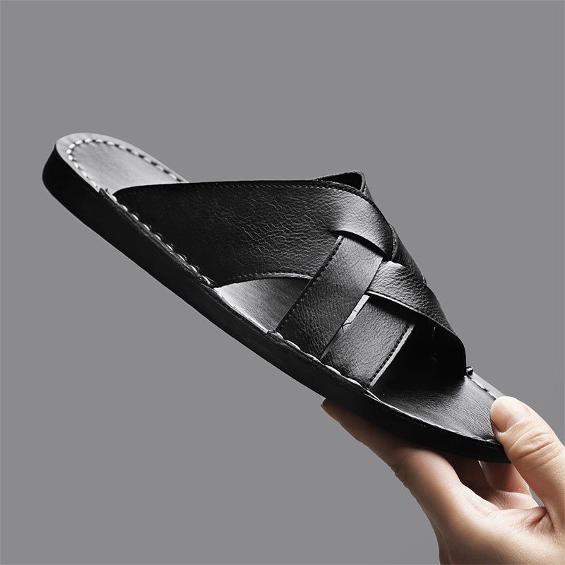 Men's comfort slide sandals, featuring a thick cushioned sole for superior all-day support and style.