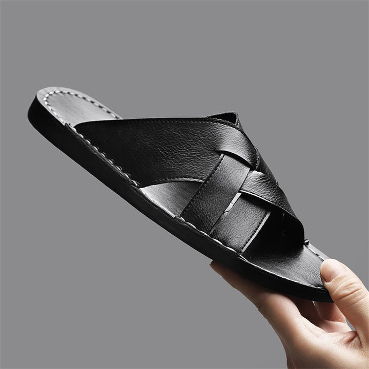 Men's comfort slide sandals, featuring a thick cushioned sole for superior all-day support and style.