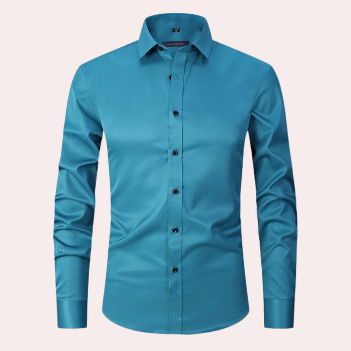 Modern men's button-down stretch shirt, great for stylish and comfortable business casual looks.
