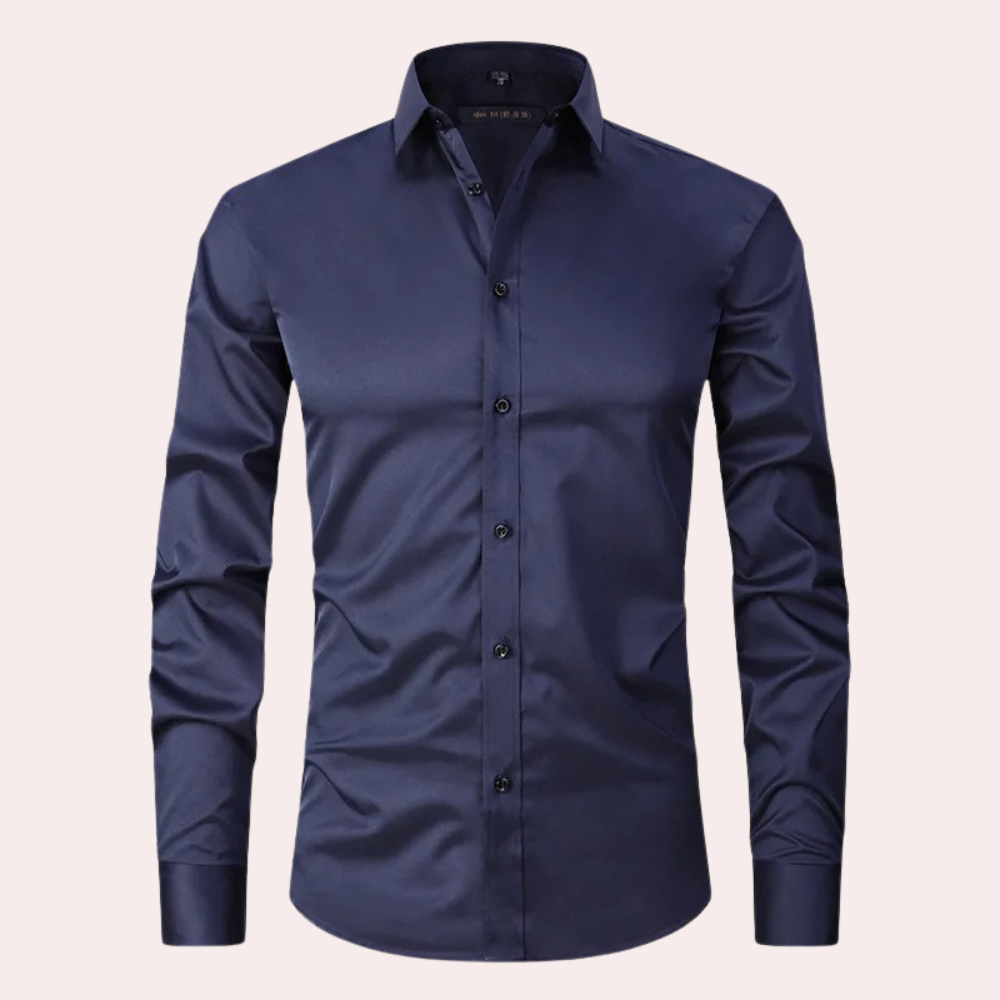 Versatile men's stretch dress shirt, long sleeve for stylish everyday or office wear.