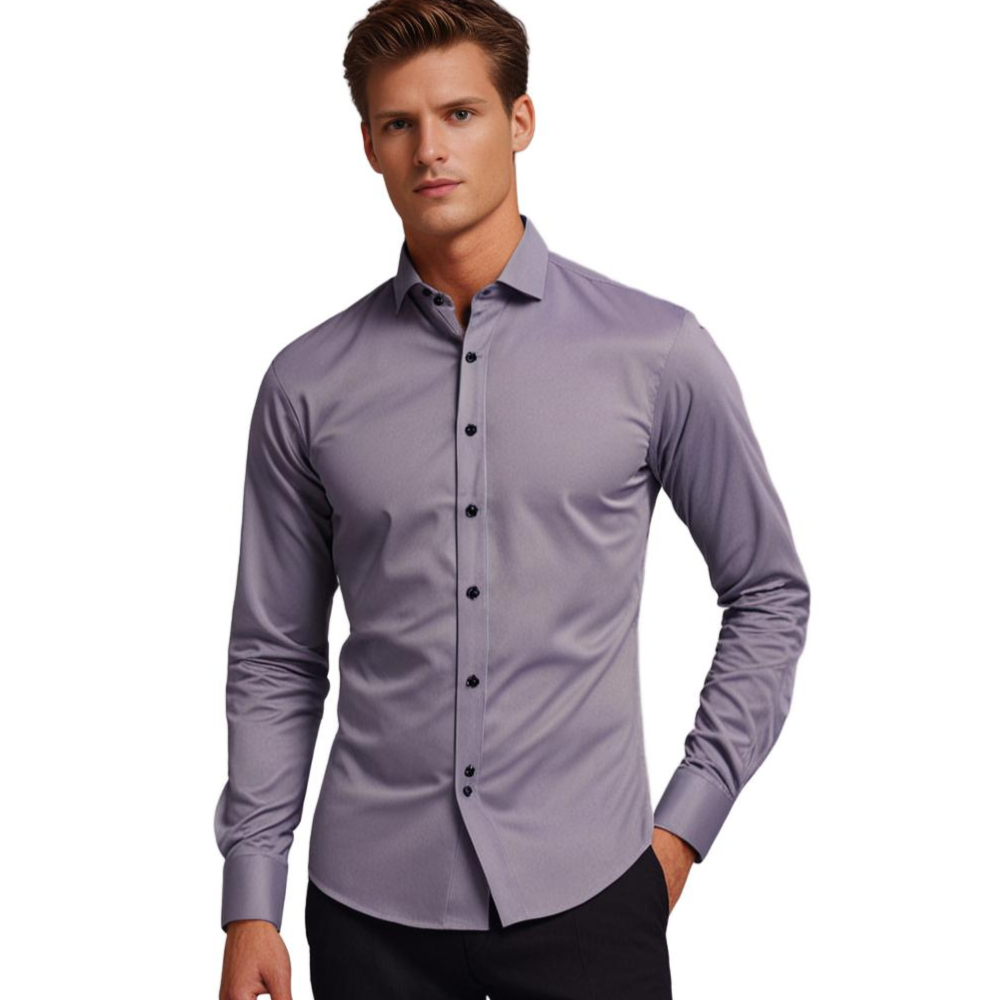 Stylish men's long sleeve stretch shirt, a comfortable and versatile addition to men's fashion.