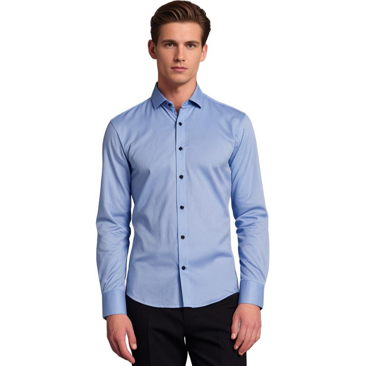 Business casual men's stretch shirt, a comfortable and stylish long sleeve dress shirt.