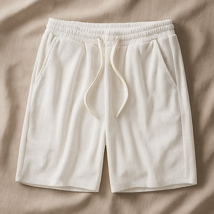 Comfortable men's drawstring waffle knit shorts with practical pockets for everyday lounge and casual wear.