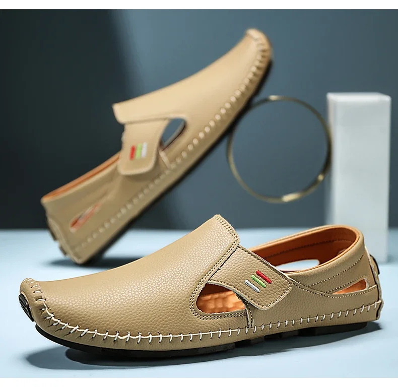 Practical men's adjustable slip-on sandals for everyday comfort, support, & summer outings.