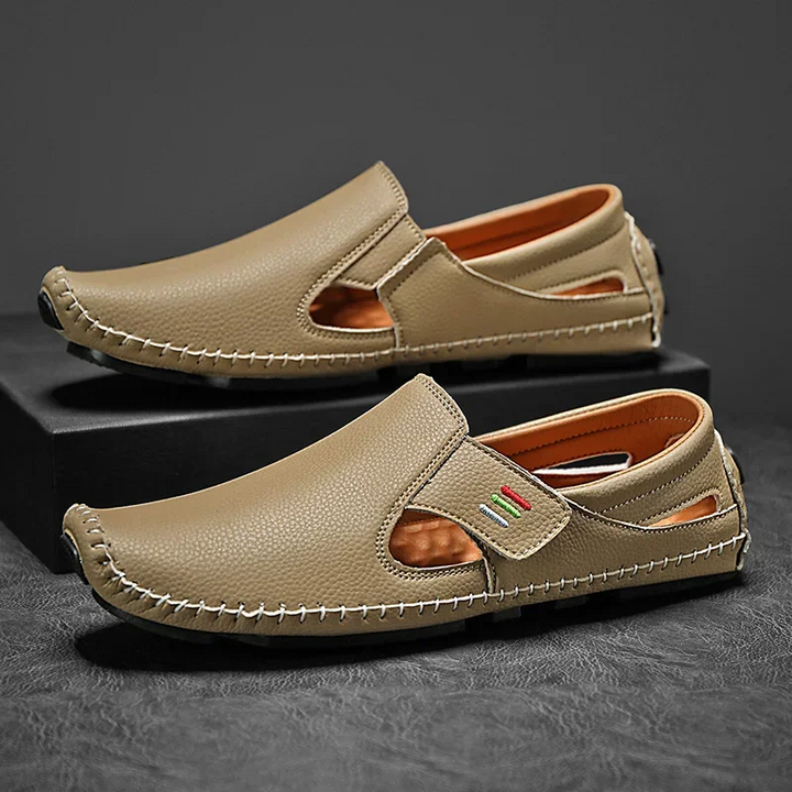 Modern men's open-toe sandals, adjustable and comfortable for casual summer style & walking.