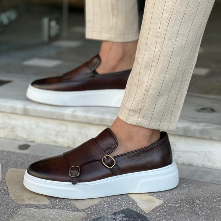 Versatile men's brown leather loafers, perfect slip-on shoes for casual, office or dressy occasions.