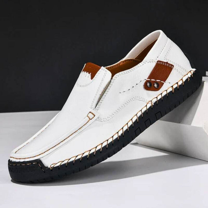 Ergonomic men's slip-on shoes providing superior arch support and cushioning for comfortable long-term wear.