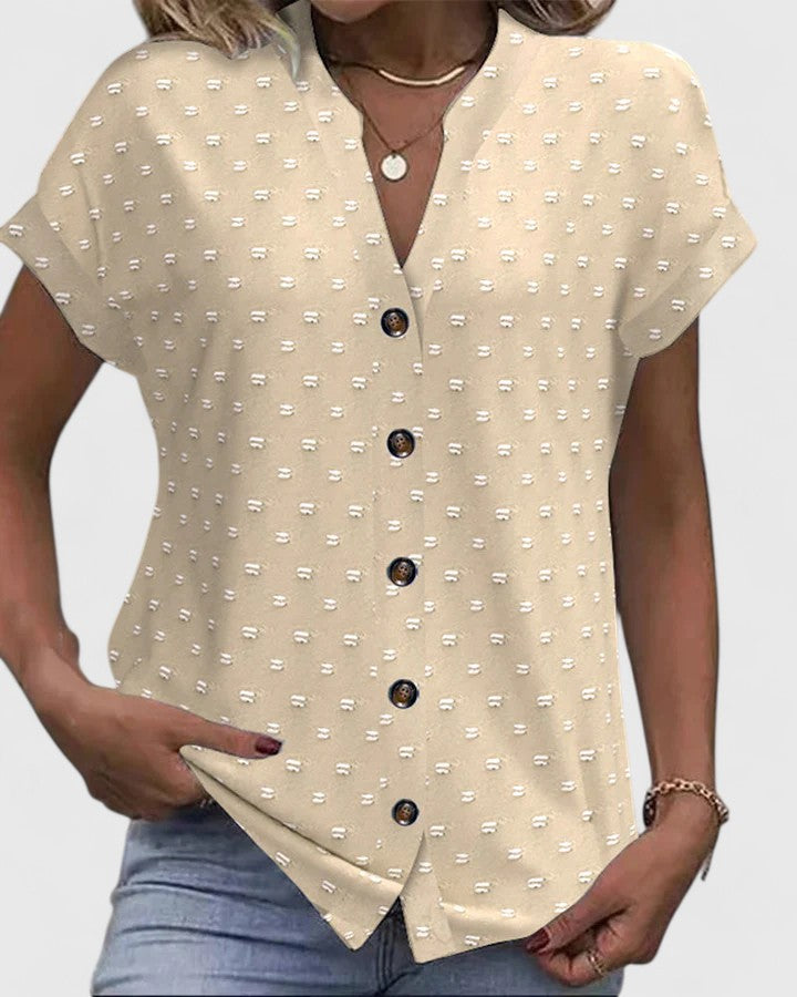 Men's comfortable blue V-neck shirt for casual everyday wear. Relaxed fit basic top, perfect for summer.