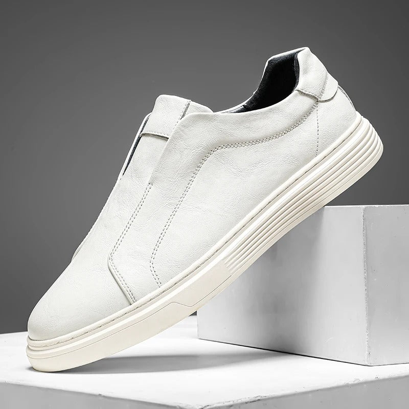 Men's durable leather slip-on casual shoes, providing easy-to-wear comfort for everyday errands.