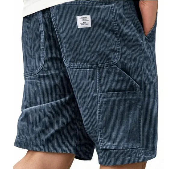 Comfortable men's knee-length cargo shorts, perfect for warm weather casual wear.
