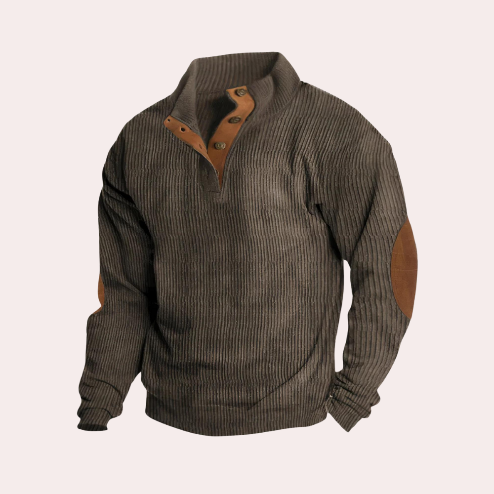 Soft, comfortable men's corduroy sweater. Casual long-sleeve design for everyday fall & winter style.