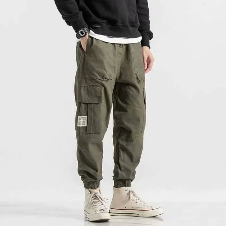 Stylish men's tapered joggers with an easy pull-on design and adjustable drawstring waist for comfort.