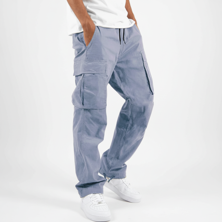 Men's comfort-focused cotton cargo joggers, essential for any casual wardrobe.