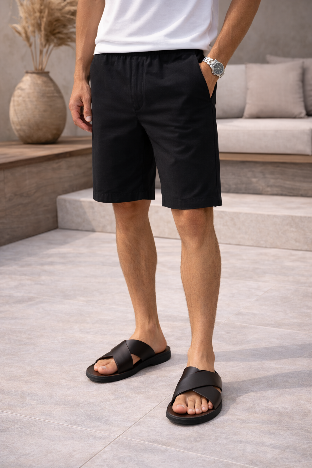Comfort slides: Men's cross strap slip-on sandals. Essential summer footwear for relaxed style & all-day comfort.