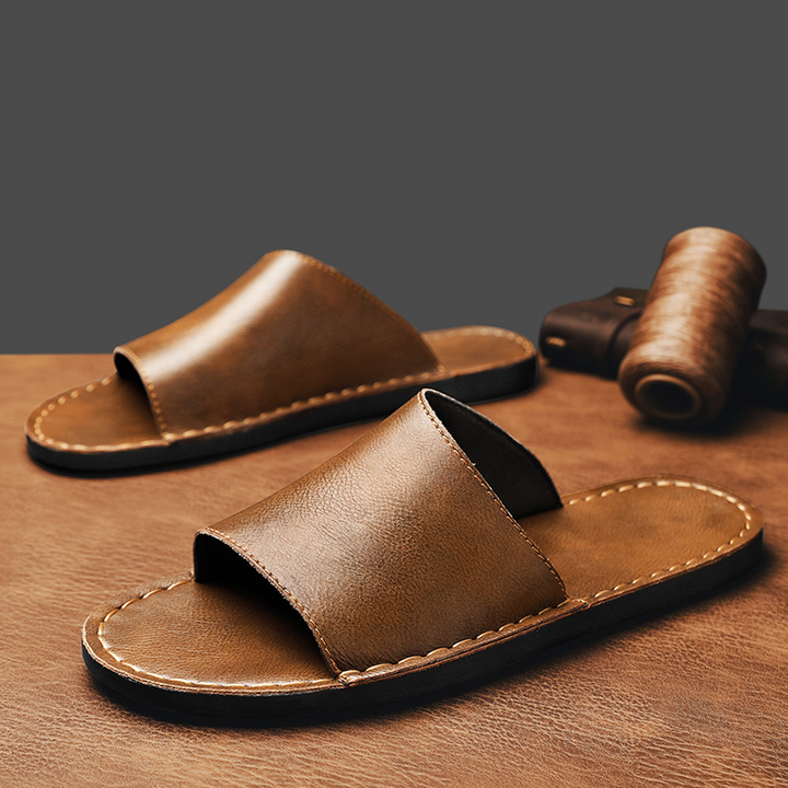Stylish men's open-toe cross-strap sandals, perfect summer shoes for beach, casual outings.