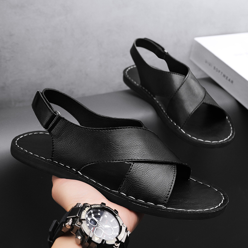 Soft & comfortable men's cross-wrap slip-on sandals. Ideal flat sole footwear for summer & beach.