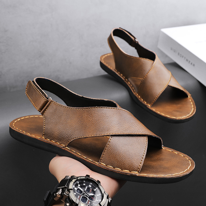Men's casual slip-on cross-wrap sandals. Enjoy comfortable summer walks, beach trips, and everyday wear.