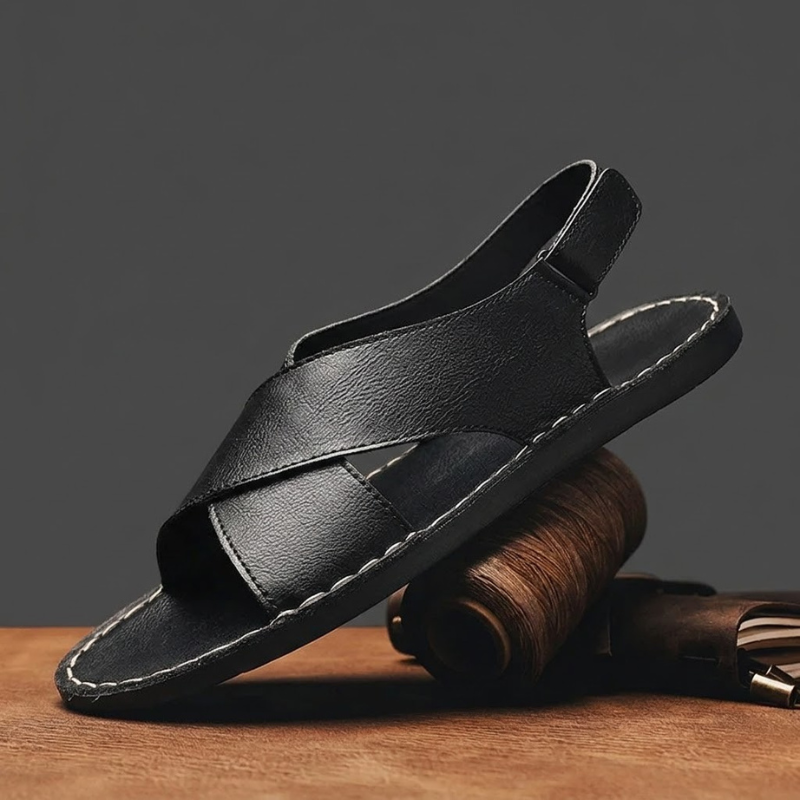 Relax in men's comfortable cross-wrap slip-on sandals. Your go-to casual footwear for summer & vacation.