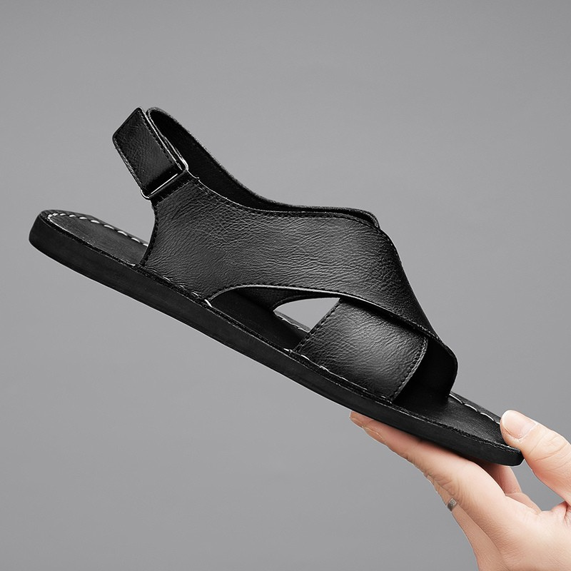 Versatile men's slip-on cross-wrap sandals for comfortable summer, beach, vacation, and everyday casual wear.