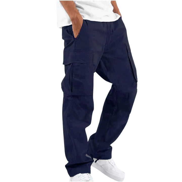 Everyday men's cargo pants, relaxed fit, drawstring waist, comfortable with utility pockets.