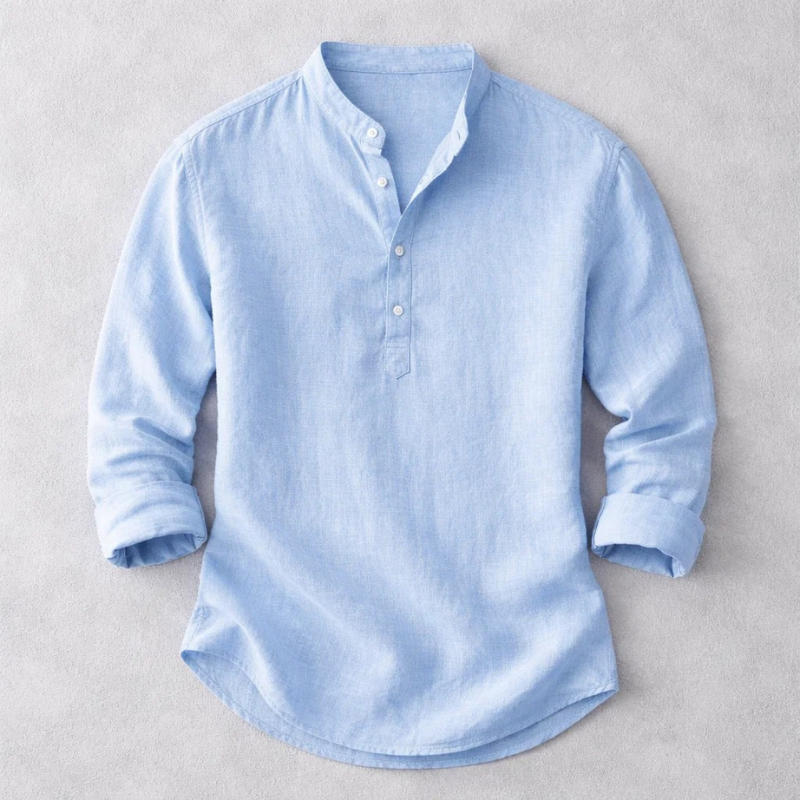 Men's comfortable everyday henley shirt in a tailored fit. Stylish long sleeve top for versatile casual wear.