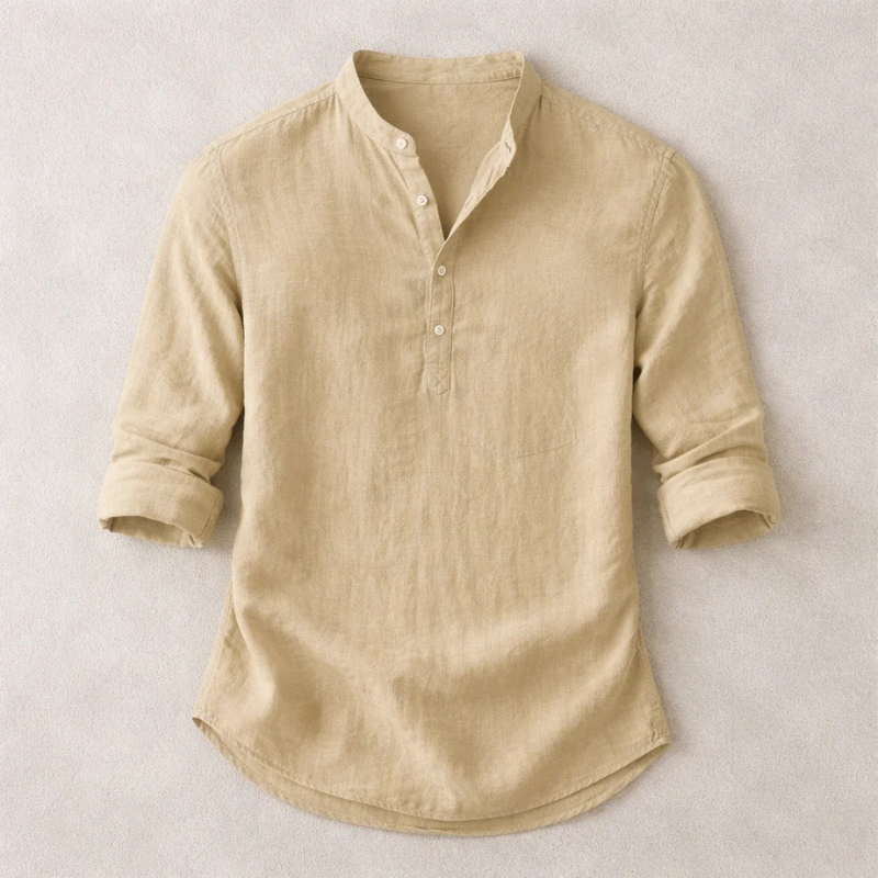 Stylish men's long sleeve henley shirt with a tailored fit. Perfect comfortable top for versatile everyday fashion.