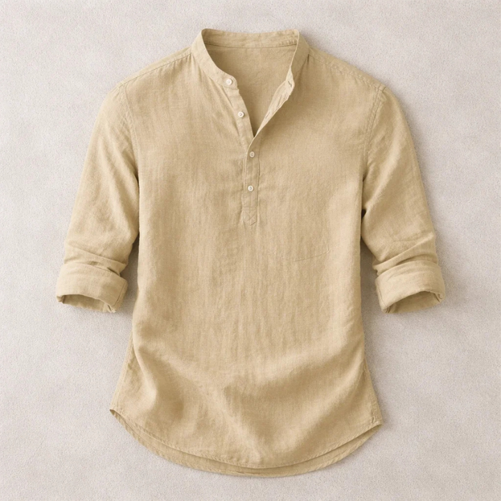 Stylish men's long sleeve henley shirt with a tailored fit. Perfect comfortable top for versatile everyday fashion.