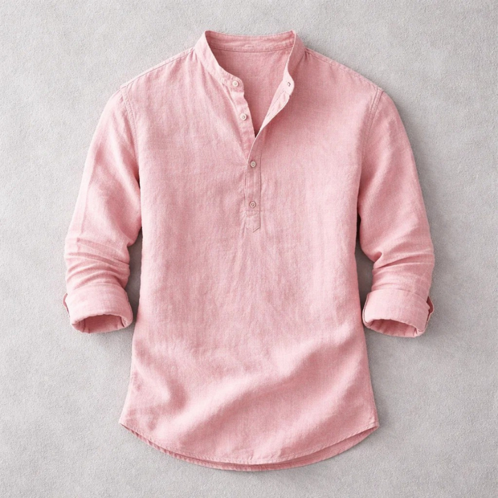 Men's long sleeve henley shirt, a comfortable and stylish casual top with a tailored fit for everyday fashion.